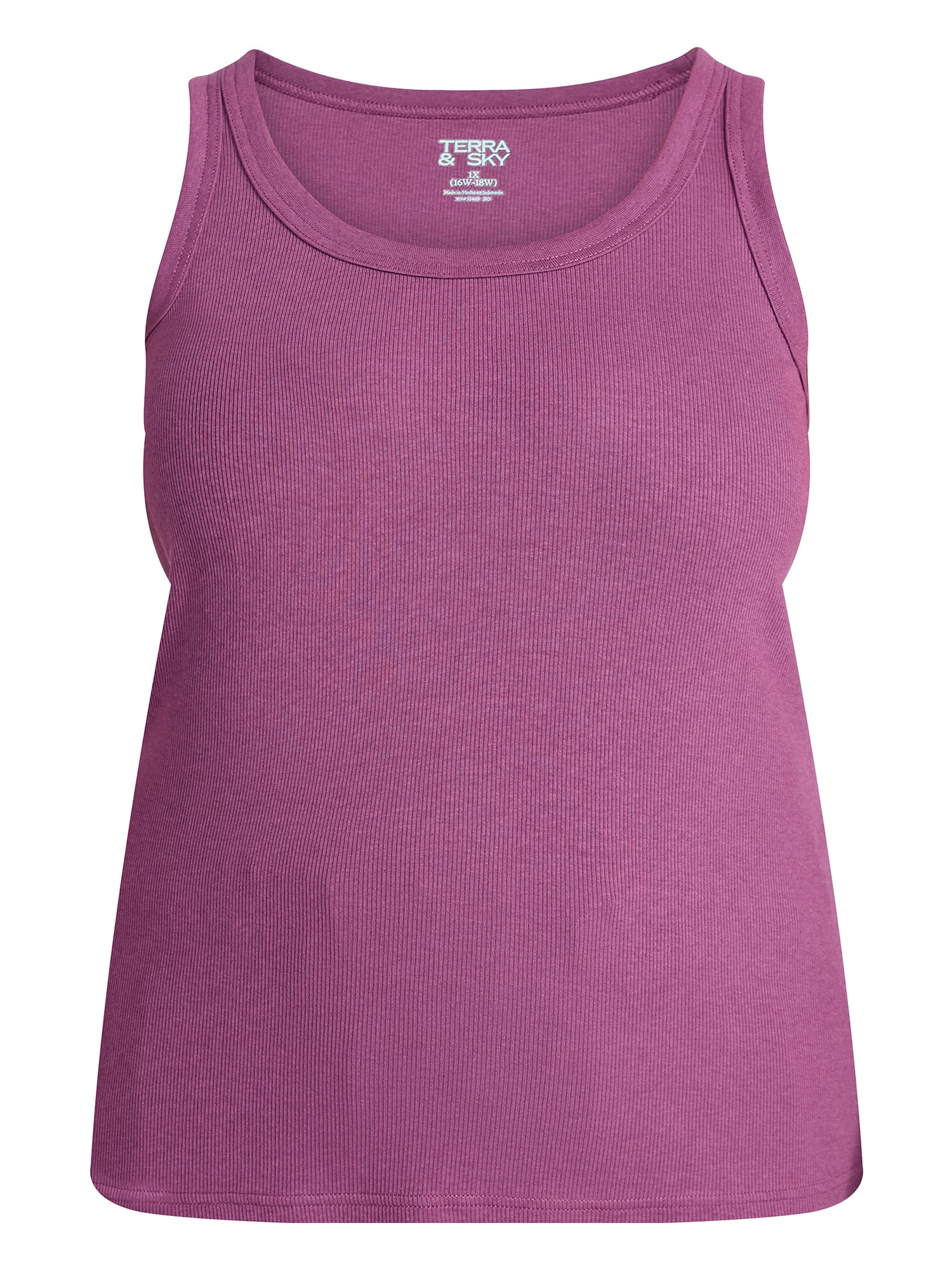 Terra & Sky Women's Plus Sleeveless Ribbed Scoop Neck Tank Top, Sizes 0X-5X