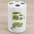 thumbnail image 1 of Reptile Ceramic Toothbrush Holder, Reptile Family Colorful Snake Frog Ninja Turtles Love Mother Family Theme, Decorative Versatile Countertop for Bathroom, 4.5" X 2.7", Green Brown Red, by Ambesonne, 1 of 4