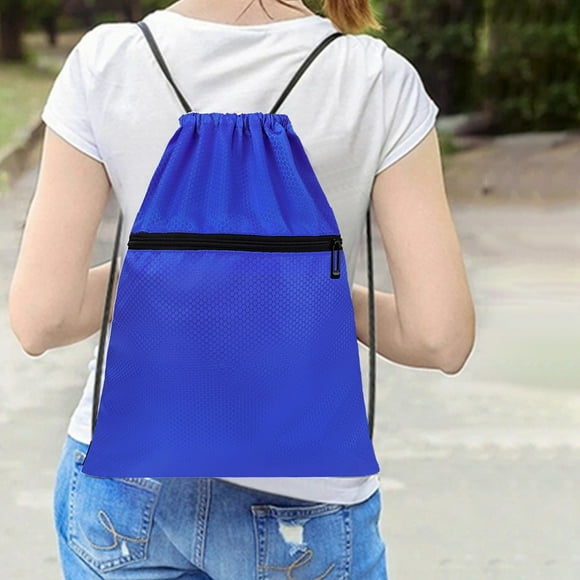 Mochila impermeable con cordón, bolsa deportiva de gran capacidad y diseño plegable, tela Oxford duradera para gimnasio, viajes y actividades al aire libre, incluye un pequeño bolsillo para