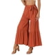 thumbnail image 4 of Pantalones Boho para Mujer INSPIRE CHIC con Cintura Alta Elástica y Volantes, Pantalones Palazzo de Pierna Ancha XS Caramelo, 4 of 6