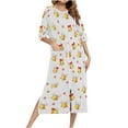 thumbnail image 5 of Miqool Christmas Pajamas for Women Casual Zipper Robe 3/4 Sleeves Loungewear Dress Full Length Housecoat Nightgown Long Bathrobe, 5 of 8