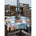 thumbnail image 2 of Outdoor Tablecloth with Umbrella Hole for Patio/Picnic/Party/Camping, Summer Gnomes Nautical Waterproof Table Cloth Round Cover Washable, Blue Coastal Vintage Wooden (Dia 60"), 2 of 8