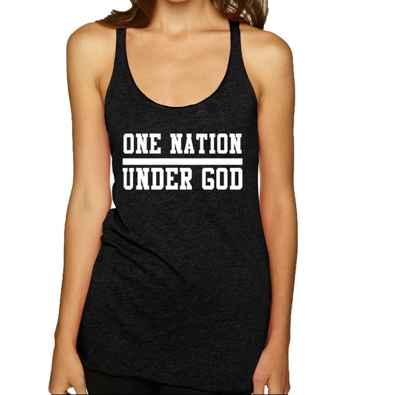 Wild Bobby One Nation Under God Inspirational/Christian Women Tri-Blend Racerback Tank Top, Vintage Black, Medium