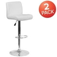 thumbnail image 3 of BizChair 2 Pack Contemporary White Vinyl Adjustable Height Barstool with Rolled Seat and Chrome Base, 3 of 14