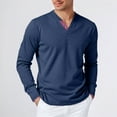 thumbnail image 2 of KHONTS Men's Henley Shirts Long Sleeve Lightweight Button T-Shirt Casual Basic Tee Top Navy S, 2 of 4