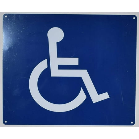 

ADA Wheelchair Accessible Guide Sign (White/Blue Aluminium 10x12)-The Pour Tous Blue LINE(ref-2022-4)