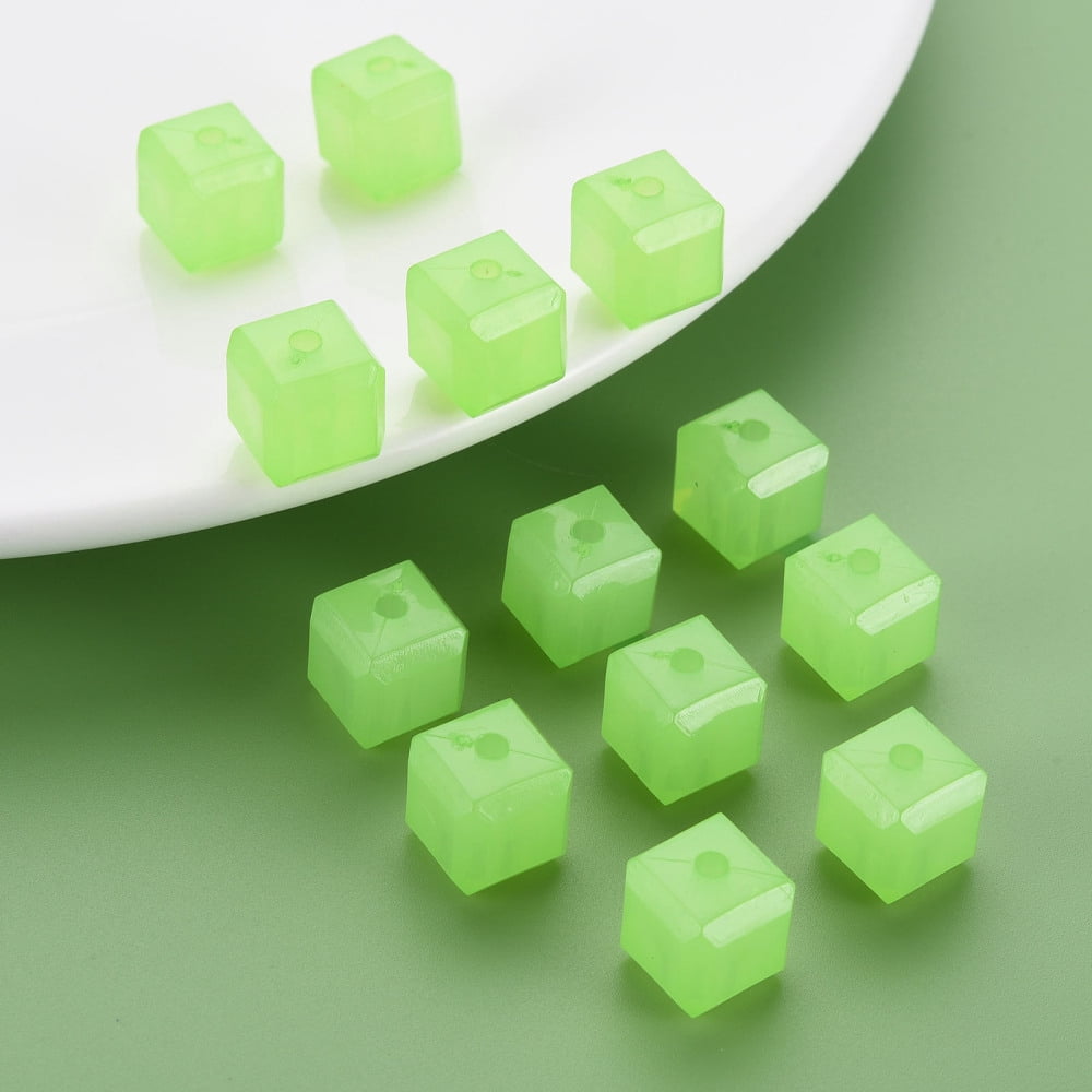 Imitation Jelly Acrylic Beads Cube Light Green 11.5x11x11mm Hole: 2.5mm about 528pcs/500g