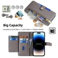 thumbnail image 4 of SaniMore for iPhone 13 Pro Case, with Kickstand [Shoulder & Wrist Strap] Flip Zipper Wallet Cash & Card Slots PU Leather TPU Interior Full Body Protection for iPhone 13 Pro, Gray, 4 of 8