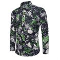 thumbnail image 1 of Aqestyerly Hommes de la Mode Casual Chemise à Manches Longues Lin Floral Col à Revers Mince, 1 of 3