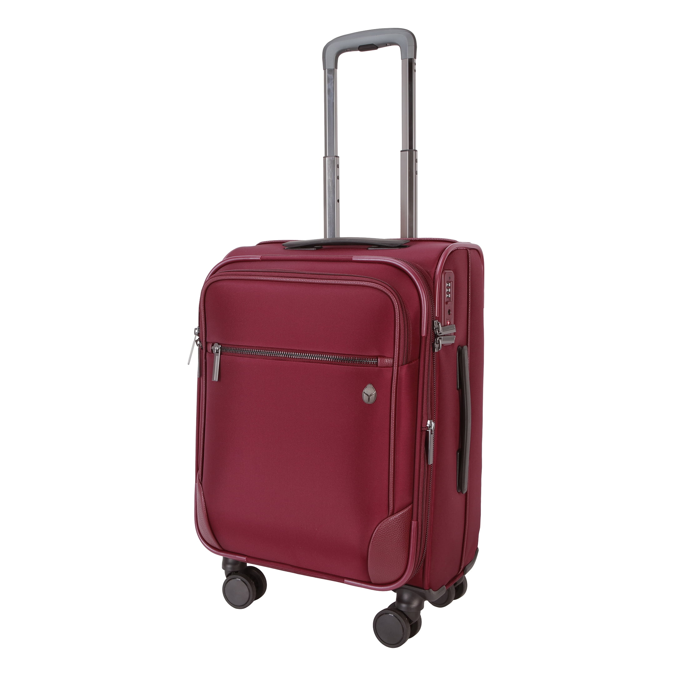btL 20-inch Expandable Nylon Softside Carry-on Upright Luggage with 360 Spinner Wheels and Divider Pockets, Windsor Wine