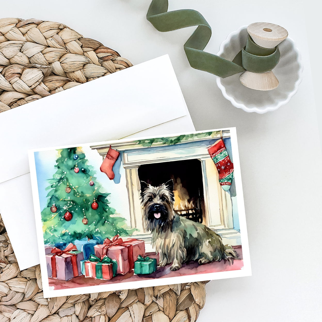 Cairn Terrier Christmas Greeting Cards and Envelopes Pack of 8 7 in x 5 in