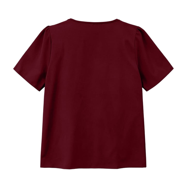 Rd2 ZHOGXU Womens Elegant Plus Size Blouse Cowl Neck Short Sleeve Puff ...