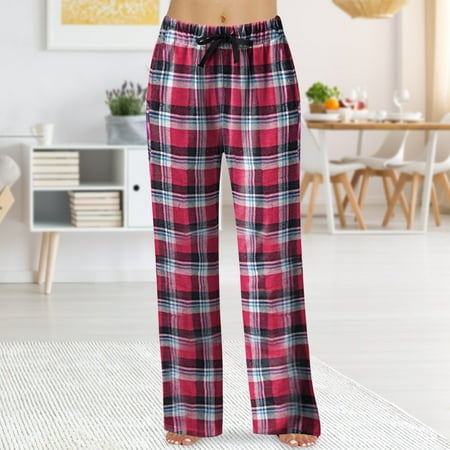 

2PC Women s Pants Women s Spring Fashion Casual Plaid Lace Cotton Can Be Worn Outside Pajamas Home Pants