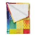 thumbnail image 2 of Abstract Soft Flannel Fleece Throw Blanket, Rainbow Colored Square Shaped Diverse Patterns Diagonal Forms Geometric, Cozy Plush for Indoor and Outdoor Use, 70" x 90", Multicolor, by Ambesonne, 2 of 5
