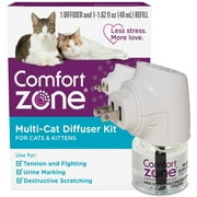 Comfort Zone Calming For Single and Multi-Cat Homes , Cat Pheromone, Single Diffuser Kit, 1 Diffuser, 1 Refill-48ml, New Formula