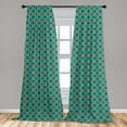 thumbnail image 5 of Abstract Curtains 2 Panels Set, Illustration with Geometric Shapes Repeating Old Fashioned Motifs, Window Drapes for Living Room Bedroom, 56"W X 63"L, Vermilion Turquoise, by Ambesonne, 5 of 5