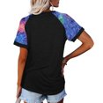 thumbnail image 3 of Pompotops Hauts pour Femmes Sexy Col Rond Imprimé Patchwork T-Shirt Blouse à Manches Courtes, 3 of 8