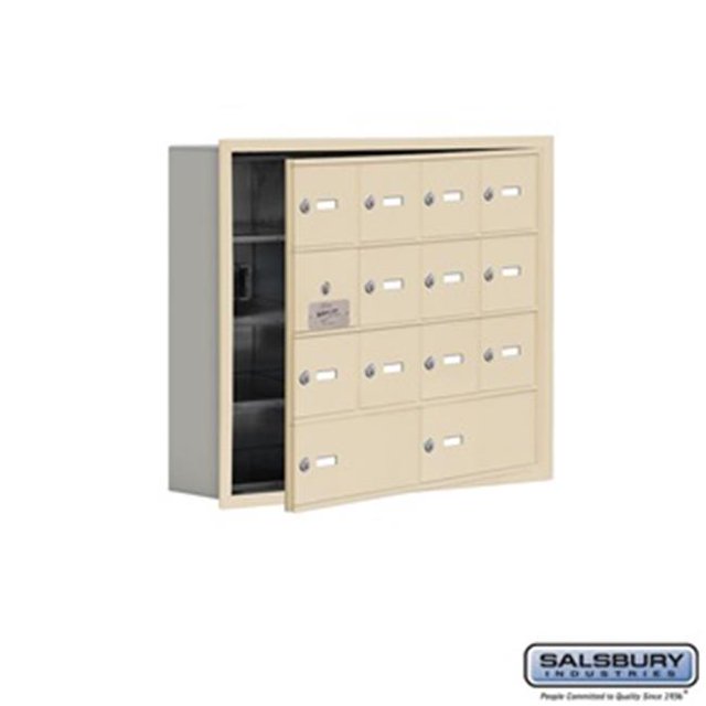 SalsburyIndustries 19145-14SRK Cell Phone Storage Locker With Front Access Panel - 4 Door High Unit, Sandstone