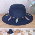 thumbnail image 3 of Fashion Flower Lace Ribbon Wide Brim Caps Summer Beach Sun Protective Hat Straw Hats for Women, 3 of 8