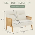 thumbnail image 2 of Love Seat Settee Mini Couch Upholstered Sofa with Natural Rattan Armrest Backrest Couch Bench Loveseat for Living Room Bedroom Beige, 2 of 7