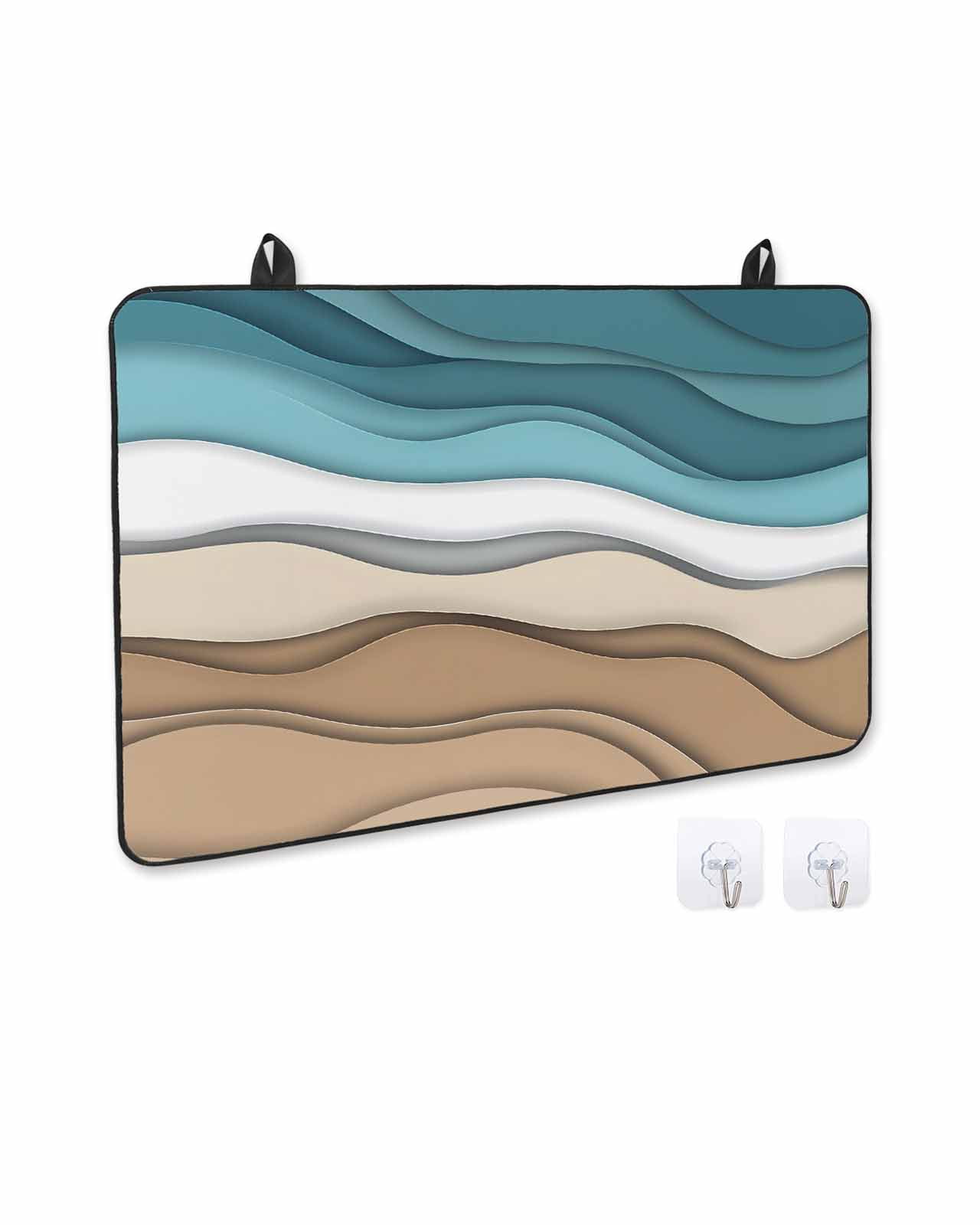 nqOlkjepod Large Induction Cooktop Protector Mat 24"x21", Teal Brown Ombre Stove Top Covers for Electric Stove, Modern Abstract Moire Aesthetics Stove Burner Cover Mats, Glass Top Stove Cover