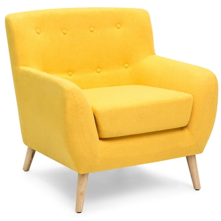 Best Choice Products Linen Upholstered Modern Mid-Century Tufted Accent Chair for Living Room, Bedroom, (Best Womb Chair Replica)