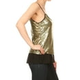 thumbnail image 3 of Feinuhan Fashion Womens Vest Sequin Spaghetti Strap Sheer Ruffle Crop Camisole Tank Top, 3 of 5