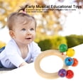 thumbnail image 2 of Sonajeros de madera seguros para bebés, juguetes educativos musicales tempranos para bebés, juguetes con forma de anillo, 2 of 10