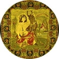 thumbnail image 1 of Ahgly Company Indoor Round Medallion Yellow French Area Rugs, 5' Round, 1 of 4