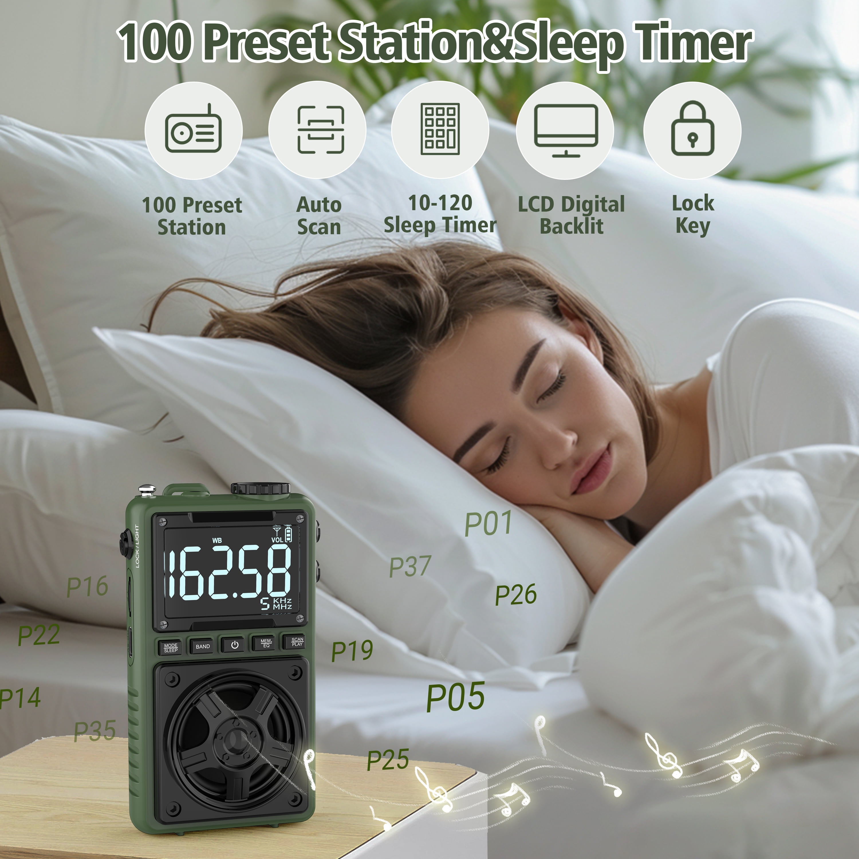 Greadio Bluetooth Rechargeable AM FM Radio with NOAA Weather Alert,Portable Pocket Radio with Best Reception, Portable Radio with Bluetooth for Outdoor, Home