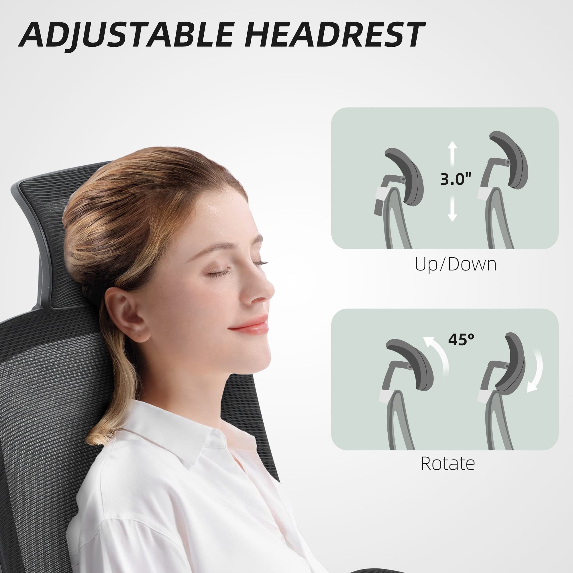HOMCOM Ergonomic Office Chair with Flip-up Armrest, Adjustable Headrest and Lumbar Support, Mesh Desk Chair for Home Office, Black