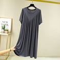 thumbnail image 1 of Camisón de verano para niñas gorditas, holgado, de talla grande, informal, de manga corta, con forma de V, plisado, fino, para estar en casa, 1 of 6
