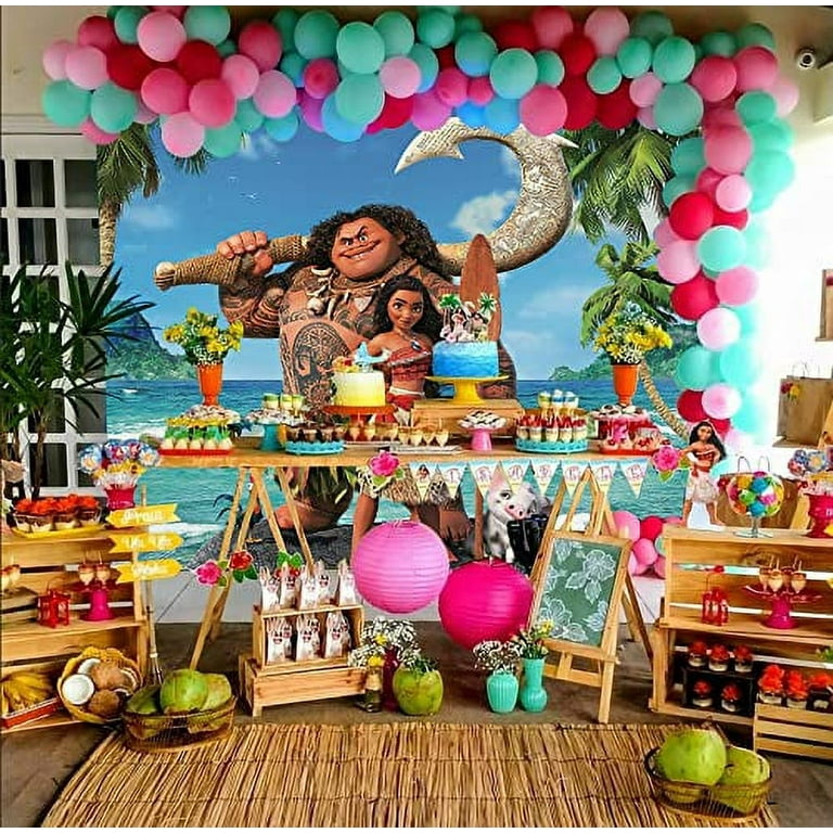 Moana Maui Happy Birthday Photo Backdrop Background Party Banner Supplies  Decor