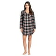 thumbnail image 2 of Ashford & Brooks Women's Flannel Plaid Long Lounge Shirt Sleep Nightshirt - Black Ivory - Small, 2 of 5