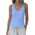 thumbnail image 2 of AnuYalue Lace Tank Tops for Women V Neck Wide Strap Soft Ribbed Camisole Fashion Sleeveless Round Neck Top, 2 of 7