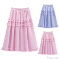 thumbnail image 2 of Fozruso Girls Ruffle Midi A-Line Skirts, Casual Floral Lace Tiered Skirt For Toddlers and Kids School Casual Wear(Pink), 2 of 7