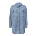 thumbnail image 5 of XFLWAM Womens Fall Winter Shacket Sherpa Fleece Jacket Button Down Shirt Jacket Long Sleeve Shacket with Pockets Lapel Coat Navy M, 5 of 8