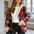 thumbnail image 2 of Light Jackets for Women Lined Plaid Shacket Fashion Long Sleeve Zipper Flannel Hooded Lightweight Jacket, 2 of 6