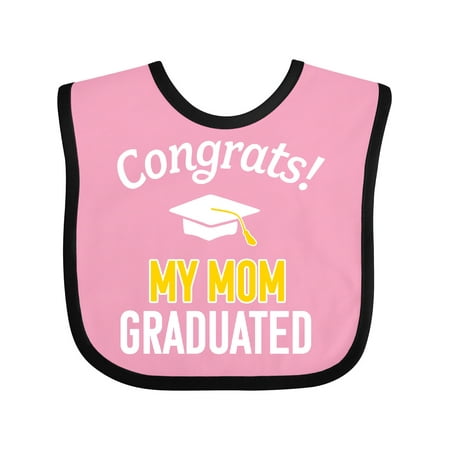 

Inktastic Congrats! My Mom Graduated with Cap Gift Baby Boy or Baby Girl Bib