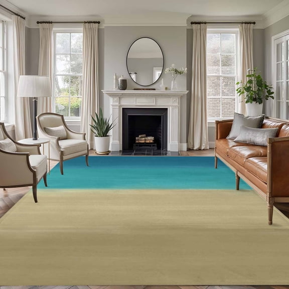 6x9 Area Rugs for Living Room, Teal Blue Khaki Ombre Non Slip Area Rugs for Kitchen Bedroom Entryway, Modern Abstract Washable Carpet Runner Rug Floor Mats for Bedroom Home Decor Gradient Art