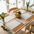 thumbnail image 5 of Orange, Placemats for Dinning Table Set of 6, Modern Abstract Geometric Patchwork Stripes Art Burlap Kitchen Place Mats Waterproof Cloth Table Mats, Indoor Outdoor Placemats Easy Clean Dinner Decor, 5 of 8