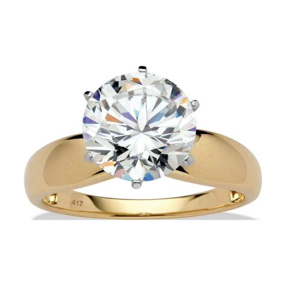 PalmBeach Jewelry Round Cubic Zirconia Solitaire Bridal Engagement Ring 3.50 TCW 10k Yellow or White Gold