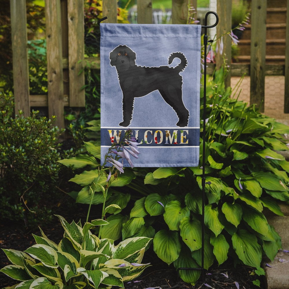 Black Labradoodle Welcome Garden Flag