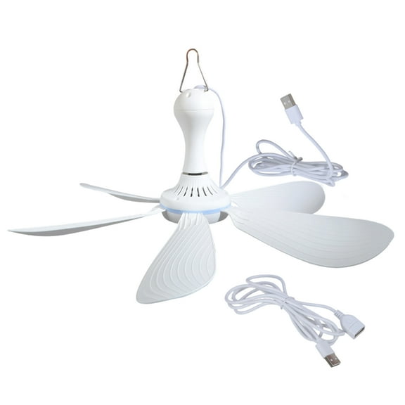 AOOOWER 5W Energy Saving Hanging Fan USB Powered 16.5 " Quiet Operation 10.7ft Cable For Tent Workshop Cooling