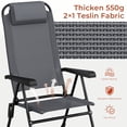 thumbnail image 2 of Pirecart Patio Chairs Set of 2, Foldable Outdoor Lawn Chairs with 5 Level Adjustable Teslin Back & Removable Headrest, All Weather for Camping, Garden, Gray, 2 of 10