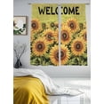 thumbnail image 3 of Sheer Curtains 72 Inches Long 2 Panels, Retro Farmhouse Pastoral Sunflowers Rod Pocket Curtain Voile Draperies, Welcome Text on Green Light Filtering Window Treatment for Living Room Kitchen Bedroom, 3 of 8