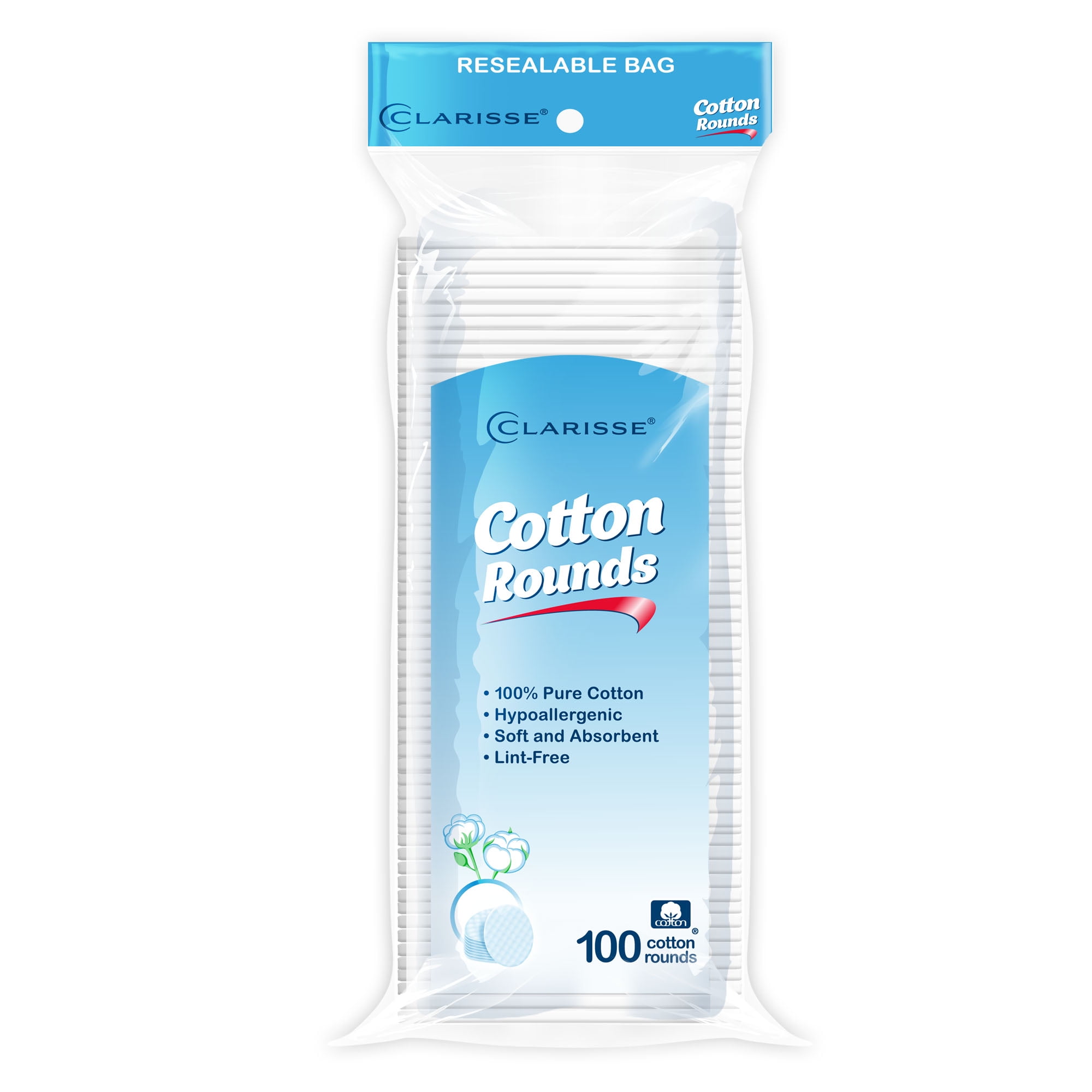 Clarisse Cotton Pads, Round, 100 Ct
