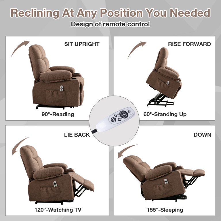 uhomepro Large Electric Massage Recliner with Heat, Velvet Lift