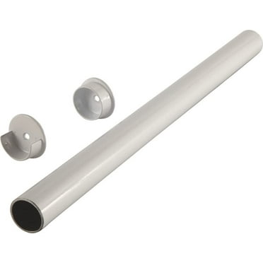 TAG Hardware 3 Piece Set - 1 5/16 Inch Diameter Round Wardrobe Tube Closet Rod with End Supports - White (35 3/4")