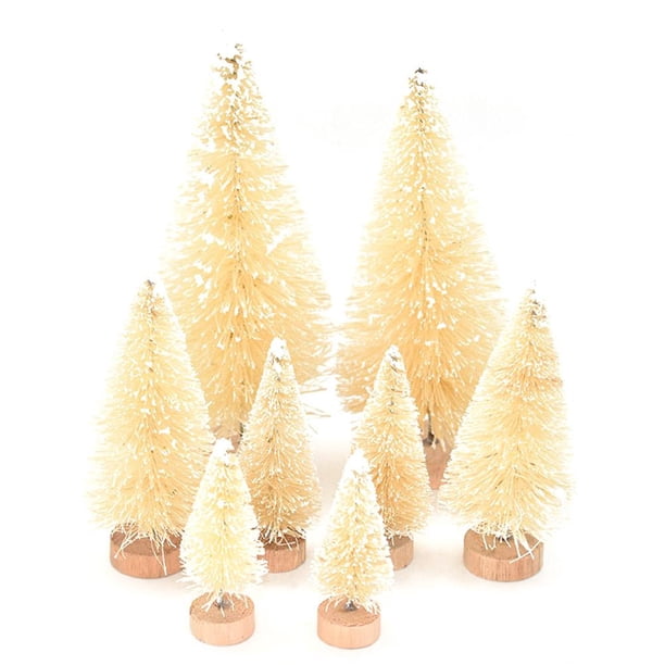 Navideñas Para Árboles De Pino, 8 Uds., Con Base De Madera, Cepillo Para Botellas De Seda Sisal, Árboles Para Fiesta De Navidad, Decoración Del Hogar Kearding HA041403-02